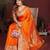 Orange color satin silk fabric woven jari designer sophisticated saree