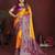 Yellow color satin silk fabric woven jari designer graceful partywear saree