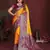 Yellow color satin silk fabric woven jari designer graceful partywear saree
