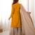 Yellow women chinon silk embroidered top sharara set with pearl work & dupatta