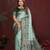 Sea green color satin silk fabric woven jari designer graceful partywear saree