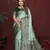 Sea green color satin silk fabric woven jari designer graceful partywear saree