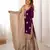 Wine  women chinon silk embroidered top sharara set with pearl work & dupatta