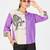 Women’s purple & cream cotton linen leopard embroidered shirt