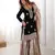 Black women chinon silk embroidered top sharara set with pearl work & dupatta