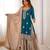 Teal blue women chinon silk embroidered top sharara set with pearl work & dupatta