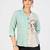 Women’s sea green & beige face sketch embroidered shirt
