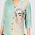 Women’s sea green & beige face sketch embroidered shirt