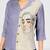 Women’s grey & beige face sketch embroidered shirt