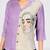 Women’s purple & beige face sketch embroidered shirt