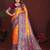 Orange color satin silk fabric woven jari designer graceful partywear saree