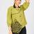 Women’s lime yellow cotton leaf embroidered casual button-down shirt