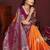 Orange color satin silk fabric woven jari designer graceful partywear saree