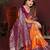 Orange color satin silk fabric woven jari designer graceful partywear saree