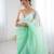 Sea green color chiffon crush fabric beautiful sophisticated work ceremonial saree
