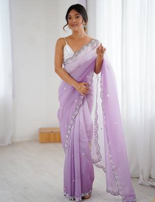 Lavender chiffon crush sophisticated work ceremonial saree 1