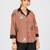 Women’s orange cotton leaf embroidered casual shirt with black collar