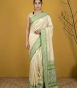 handloom soft art silk saree with zari woven motifs contrast traditional border