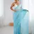 Sky blue color chiffon crush fabric beautiful sophisticated work ceremonial saree