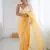 Mustard color chiffon crush fabric beautiful sophisticated work ceremonial saree
