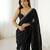 Black color beautiful fancy partywear fendy satin saree
