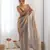 Beige color beautiful fancy partywear fendy satin saree