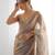 Beige color beautiful fancy partywear fendy satin saree