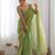 Green color beautiful fancy partywear fendy satin saree