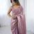 Pink color beautiful fancy partywear fendy satin saree