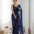 Blue color beautiful fancy partywear fendy satin saree