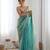 Sky blue color beautiful fancy partywear fendy satin saree