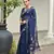 Blue jute linen silk fabric beautiful graceful saree