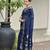 Blue color jute linen silk fabric beautiful graceful saree