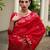 Red color jute linen silk fabric beautiful graceful saree