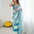 Sky blue color beautiful fendy satin fabric saree with glamorous zarkan diamond work