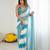 Sky blue color beautiful fendy satin fabric saree with glamorous zarkan diamond work