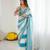 Sky blue color beautiful fendy satin fabric saree with glamorous zarkan diamond work