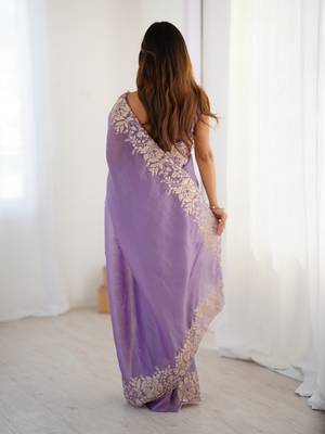Lavender candy crush partywear saree girlie looks 2