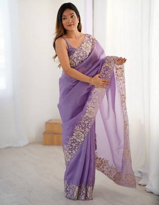 Lavender candy crush partywear saree girlie looks 4