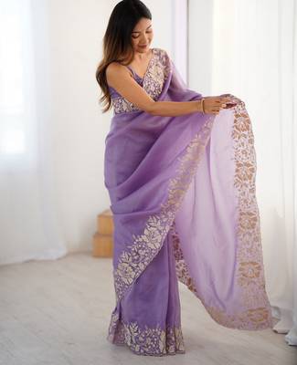 Lavender candy crush partywear saree girlie looks 5