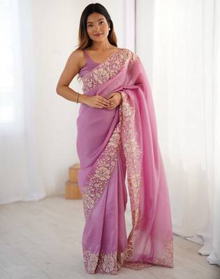 Pink candy crush partywear saree girlie looks 1