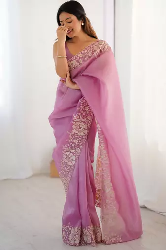 Pink candy crush partywear saree girlie looks