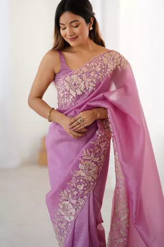 Pink candy crush partywear saree girlie looks