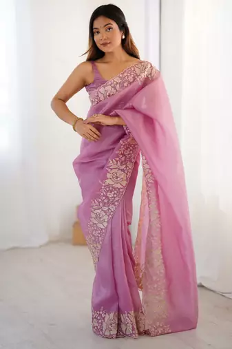 Pink candy crush partywear saree girlie looks