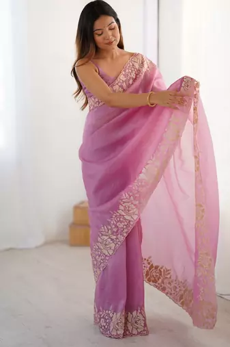 Pink candy crush partywear saree girlie looks