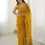 Mustard color crunchy fabric beautiful partywear saree for girlie looks