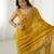 Mustard color crunchy fabric beautiful partywear saree for girlie looks