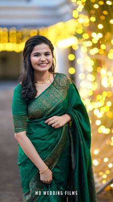 Green silk blend banarasi jaquard designer saree with blouse 1