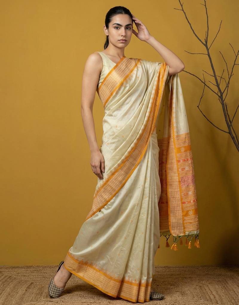 handloom soft art silk saree with zari woven motifs contrast traditional border