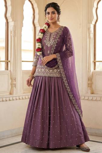 Designer Heavy Work Onion Color Top With Lehenga